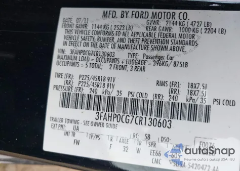 2012 Ford Fusion Sel from USA, damaged, VIN 3FAHP0CG7CR130603